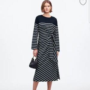 NWT Madewell Long Sleeve Striped Dress in Navy and White Size M